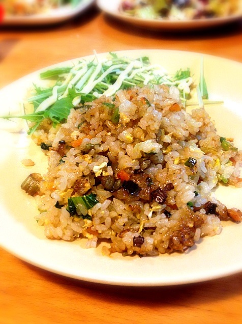 角煮リメイクっw角煮タレの野菜チャーハン