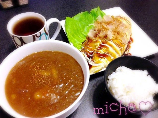 カレーうどん♡豚平焼き♡