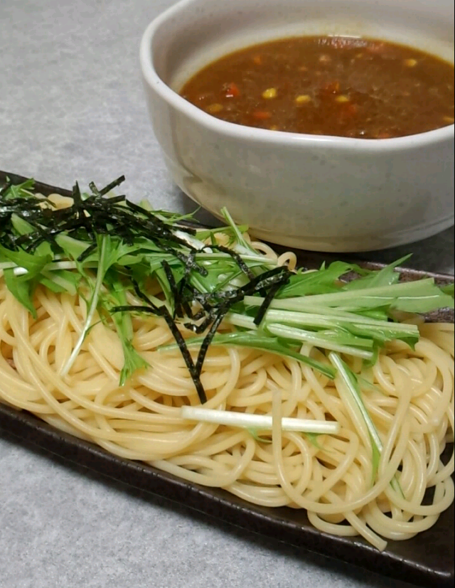 昼のキーマカレーでつけパスタ