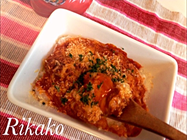 鶏肉のトマト煮☆お餅入りドリア