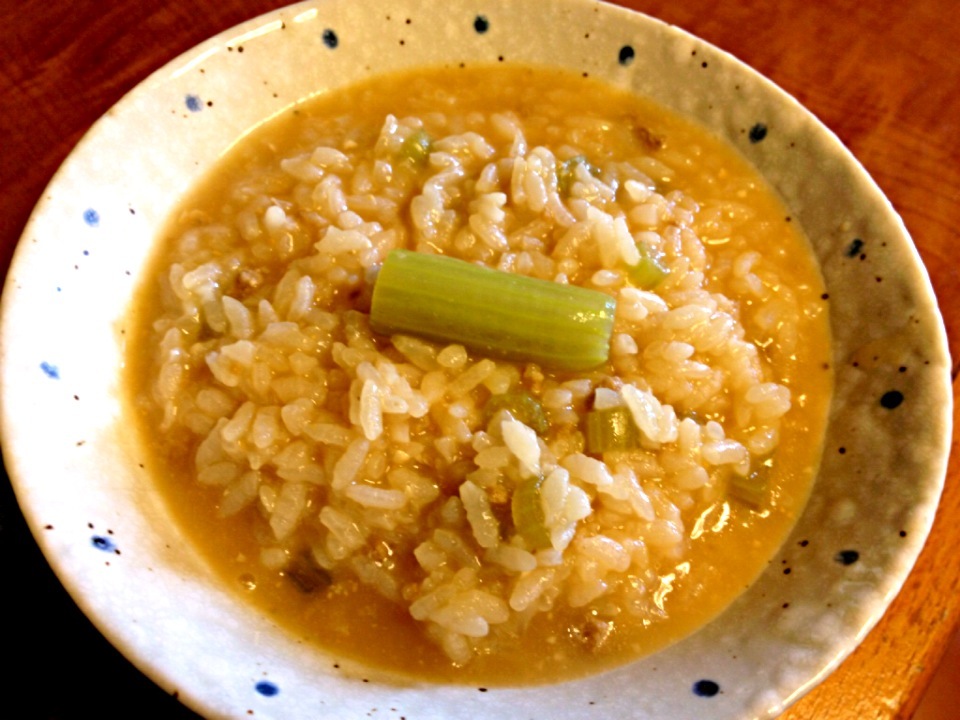 ふきの肉味噌粥