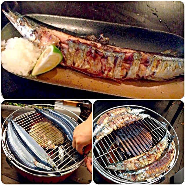 Charcoal-grilled Pacific saury