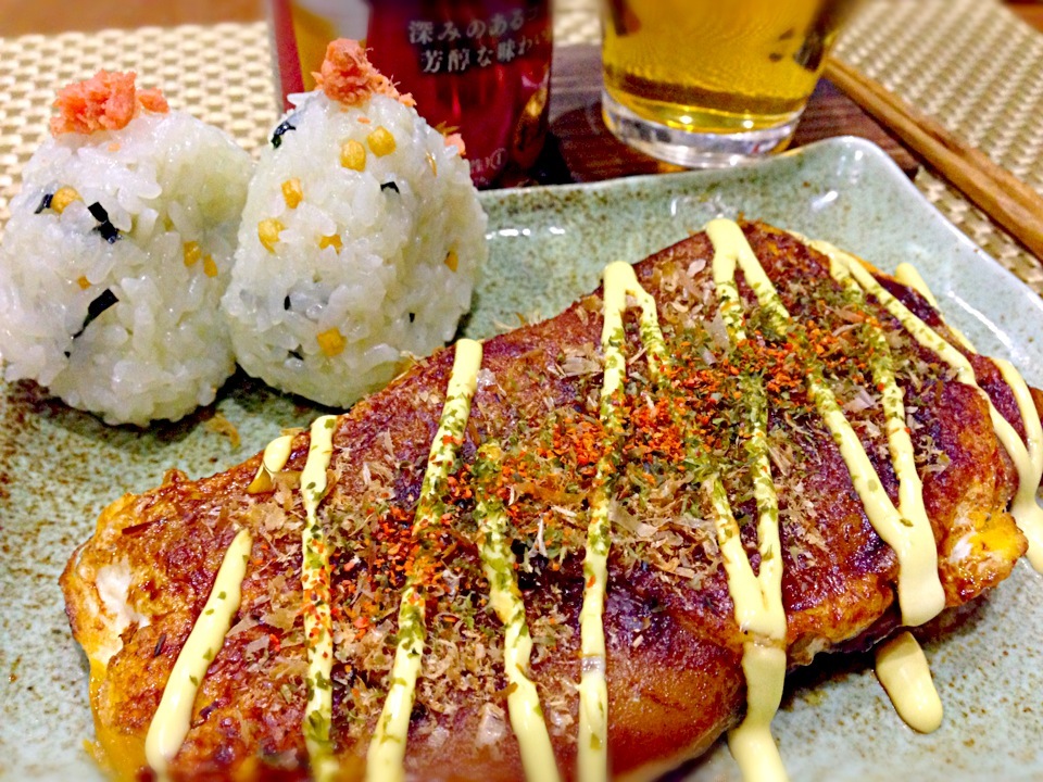 余り物の一銭洋食もどき＆お茶漬けの素おにぎり〜