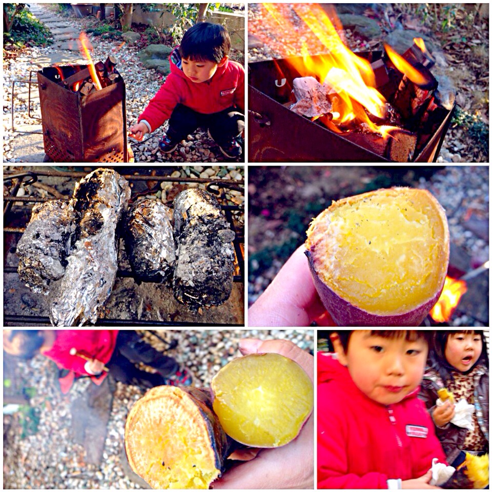 Sweet potatoes in the bonfire?焚き火で焼き芋?