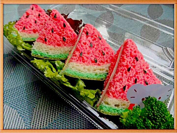 Kid's School Lunch "watermelon sandwich" スイカサンド キャラ弁