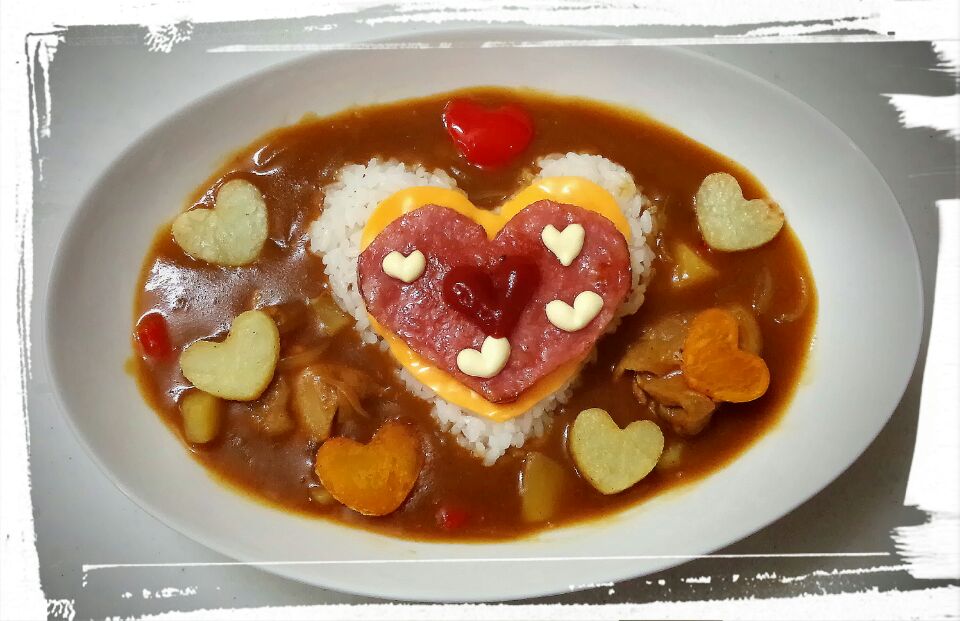 一度やってみたかったバレンタインのハートカレー♡