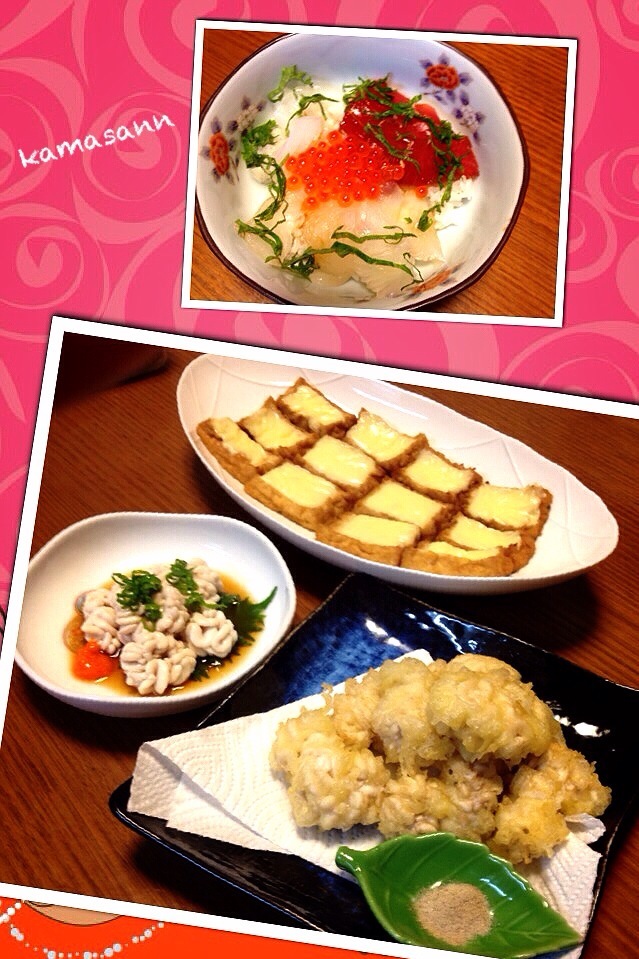 白子の天ぷら  海鮮丼♪