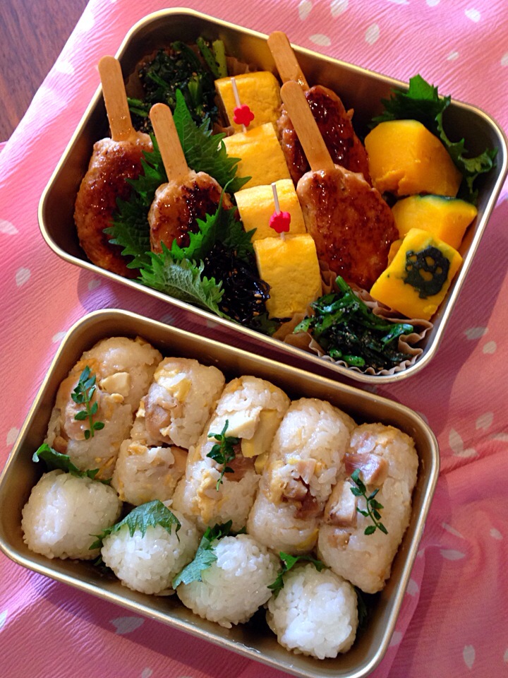 竹の子ご飯とつくねのお花見弁当