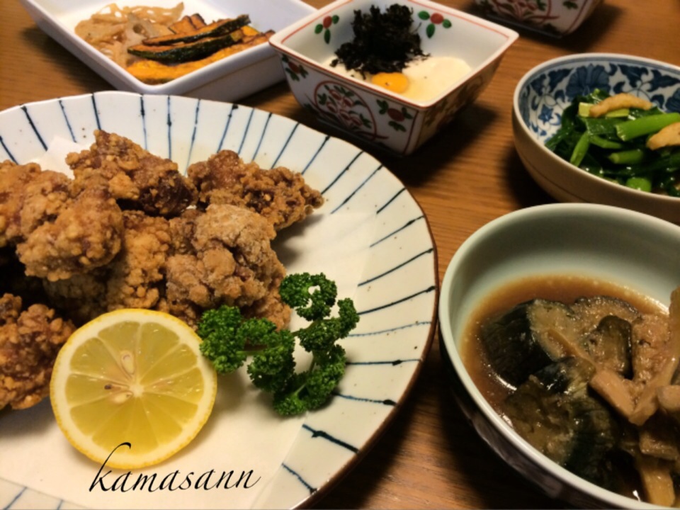 鶏の竜田揚げ♪ しのちゃんの茄子の揚げ煮