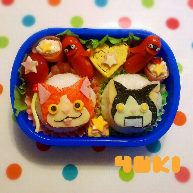 ジバニャン＆ロボニャンおにぎりお弁当♪