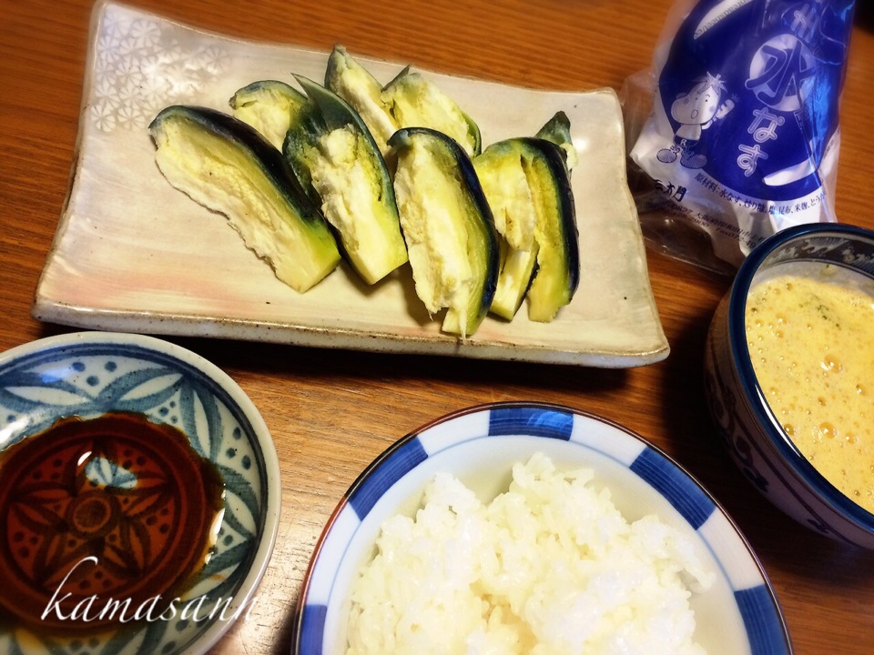 水なすの浅漬けの朝ごはん♪