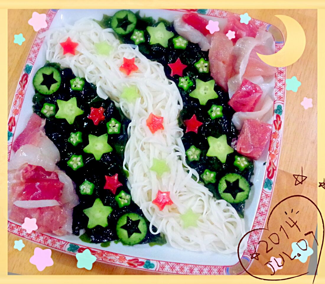 糖質0のこんにゃく麺☆彡星に願いを☆彡海鮮サラダ♪