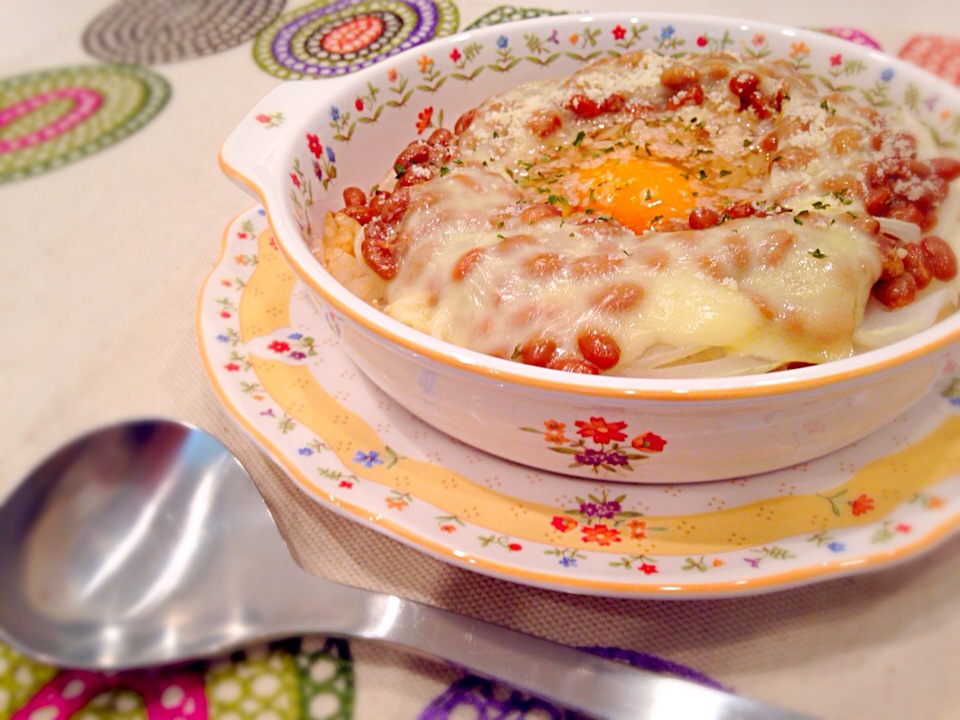 チーズ納豆ドリア 手抜きご飯