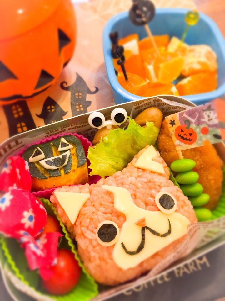 幼稚園ちび男子弁当。ハロウィンジバニャン