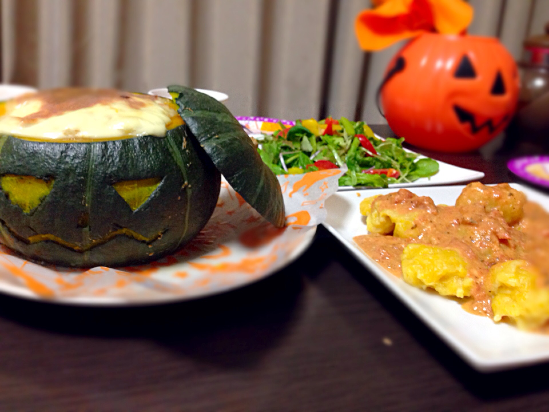 かぼちゃグラタン＆かぼちゃのニョッキ・トマトクリームソース