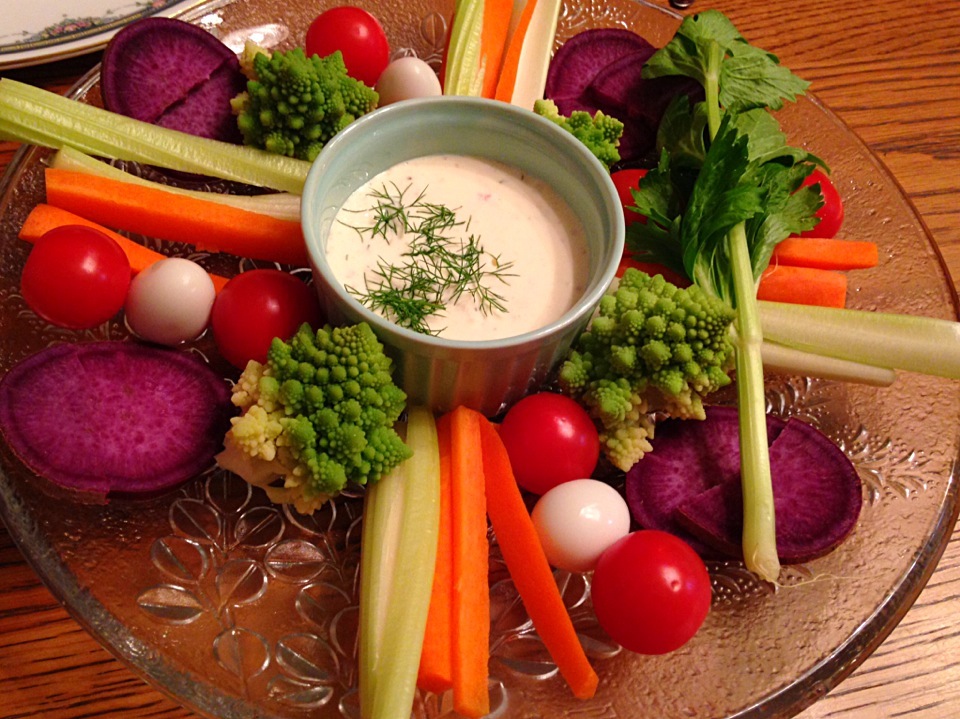 Assorted vegetable with cream cheese dip