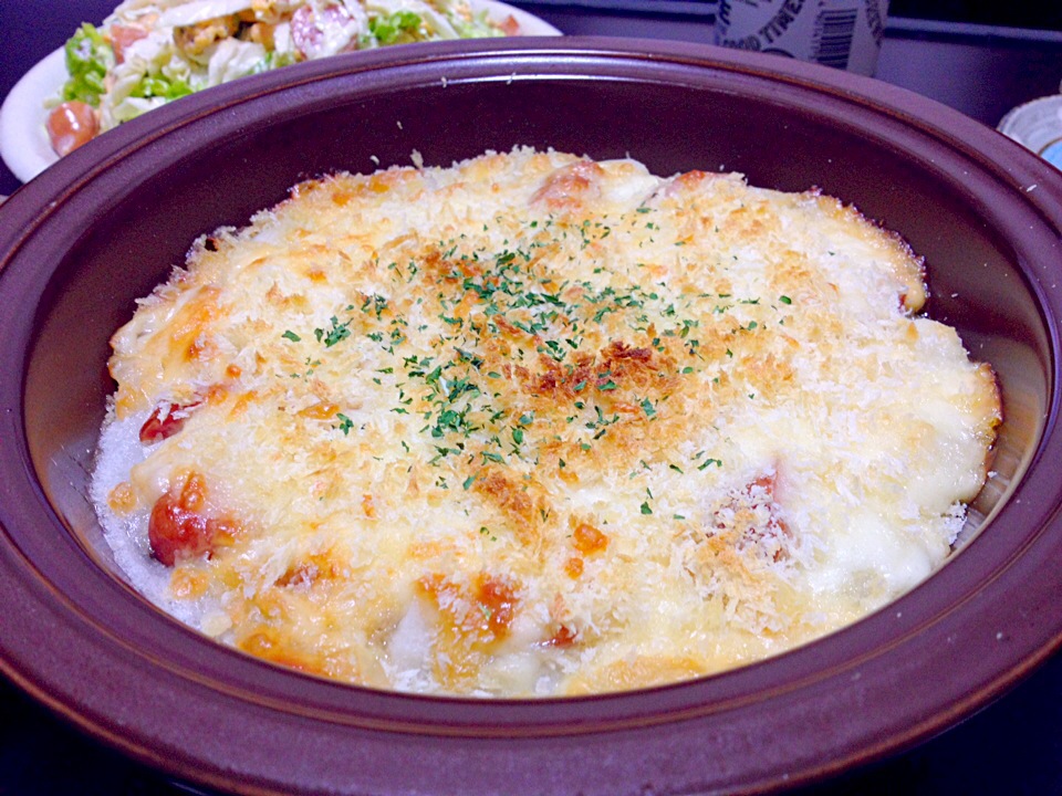 お餅の味噌マヨグラタン