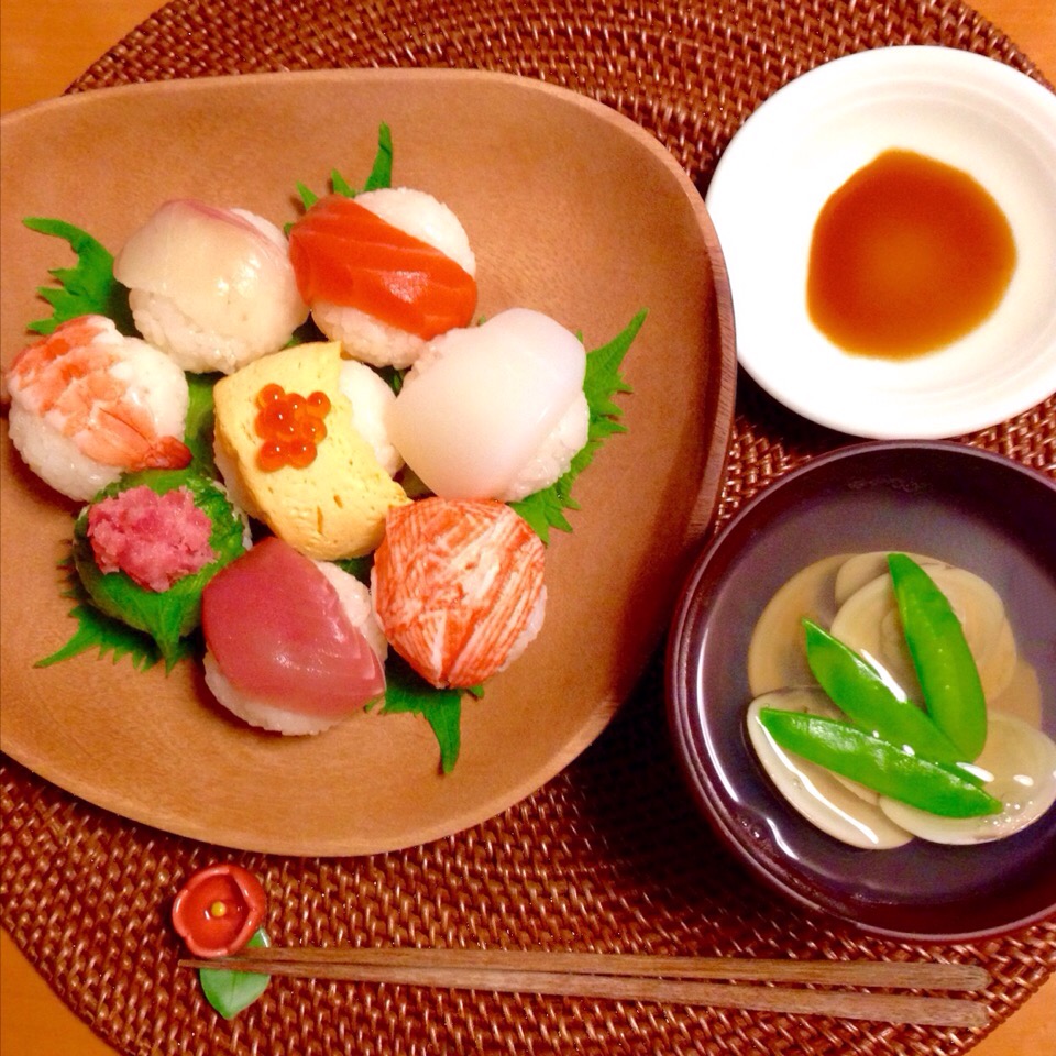 手まり寿司と蛤のうしお汁