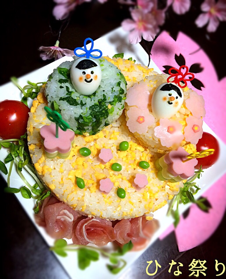 寿司風ケーキ 見えないけど子供の好きな三色ご飯で3段のご飯にしま