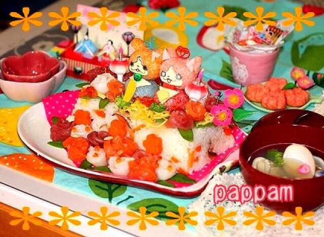 ひな祭り2015☆妖怪ウォッチ！ジバニャン&セーラーニャンちらし寿司