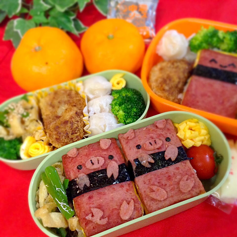 学童弁当 ブタちゃんスパムむすび