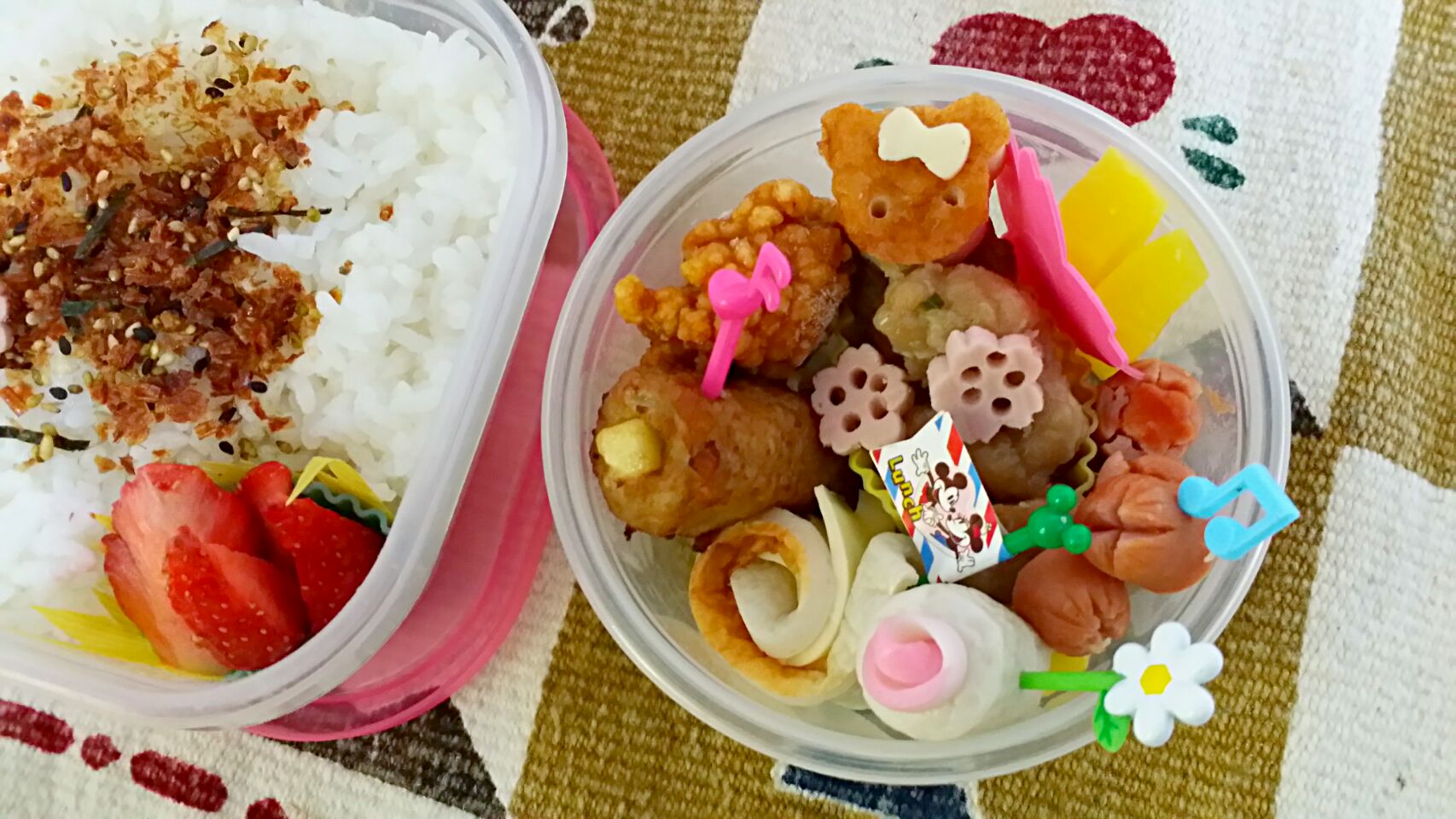 くまさんと、桜、弁当(#^.^#)又又、手抜き。