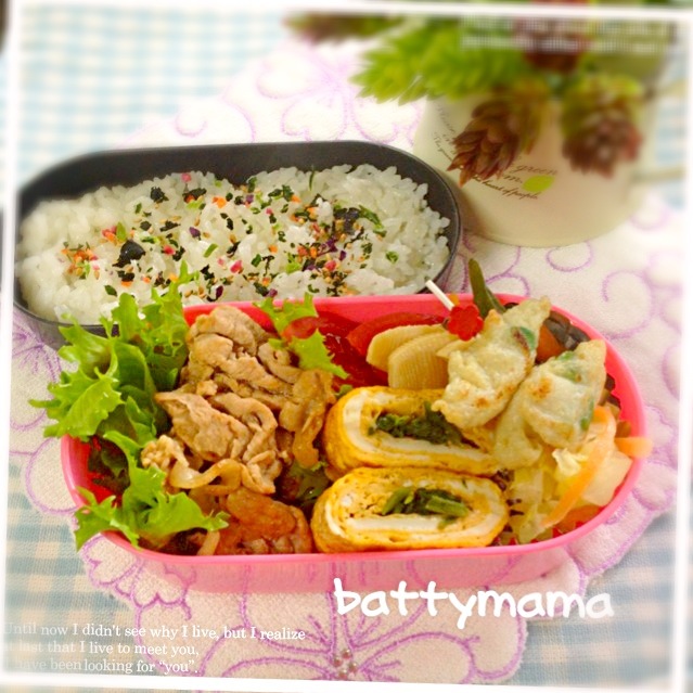 豚肉の生姜焼き弁当〜♡battymamaの節約しても美味しいお弁当♡