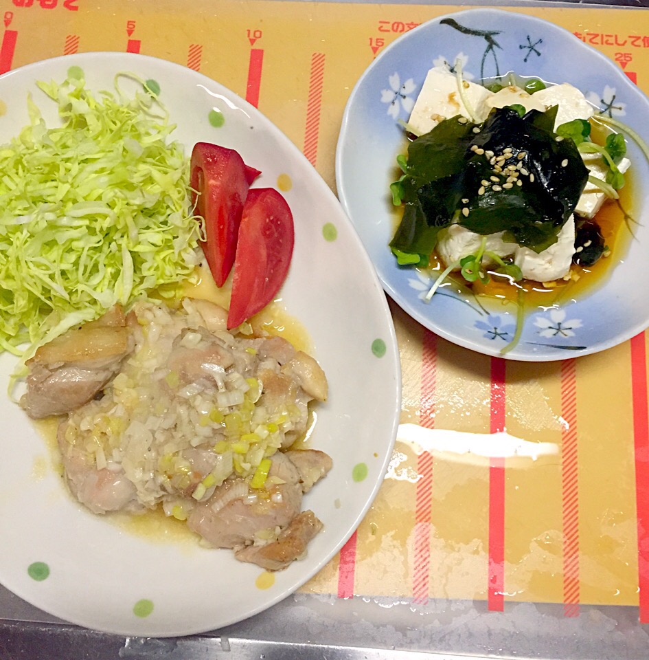 鶏肉のねぎ塩と豆腐サラダ