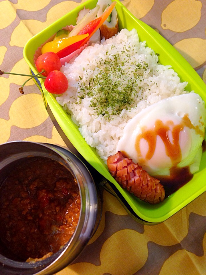 2015.6.15 中3男子キーマカレー&りんちゃんカットソー弁当