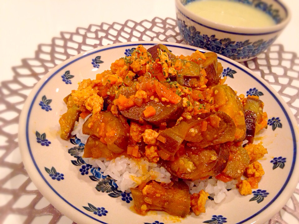 茄子と挽き肉のドライカレー