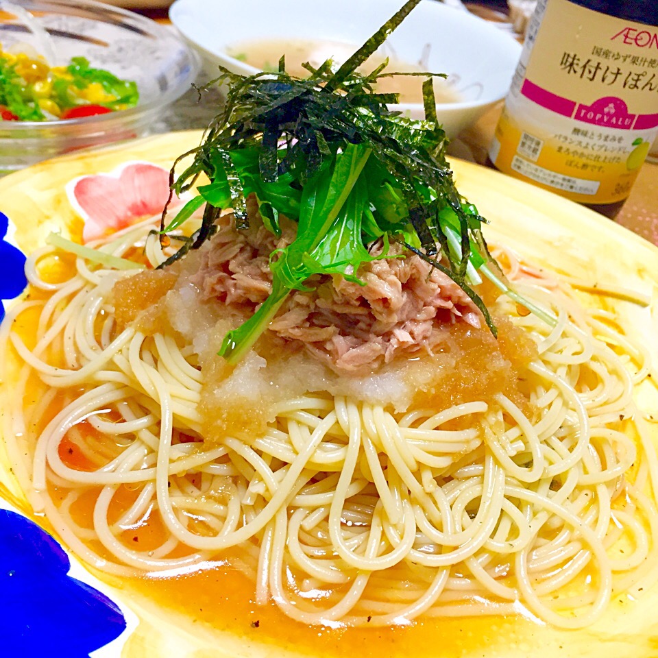 冷たいツナおろしポン酢スパゲティ