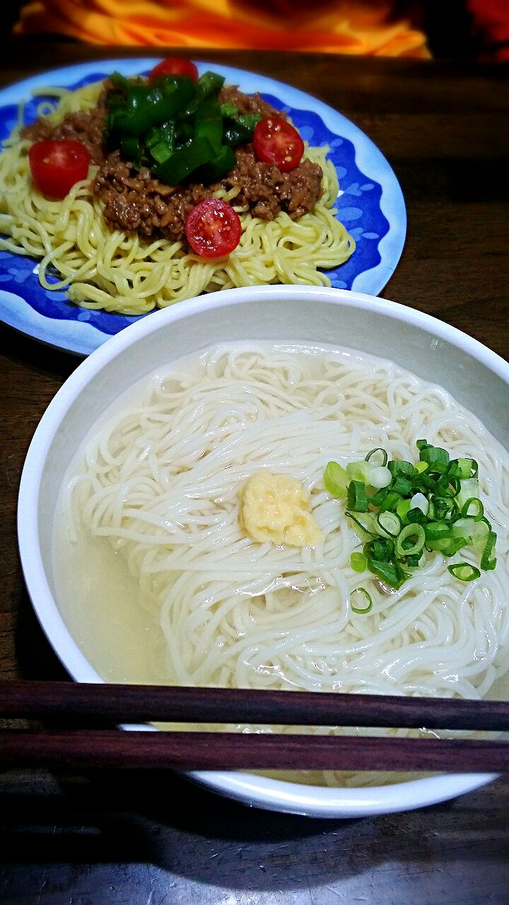 鶏出汁～素麺vsジャージャー麺