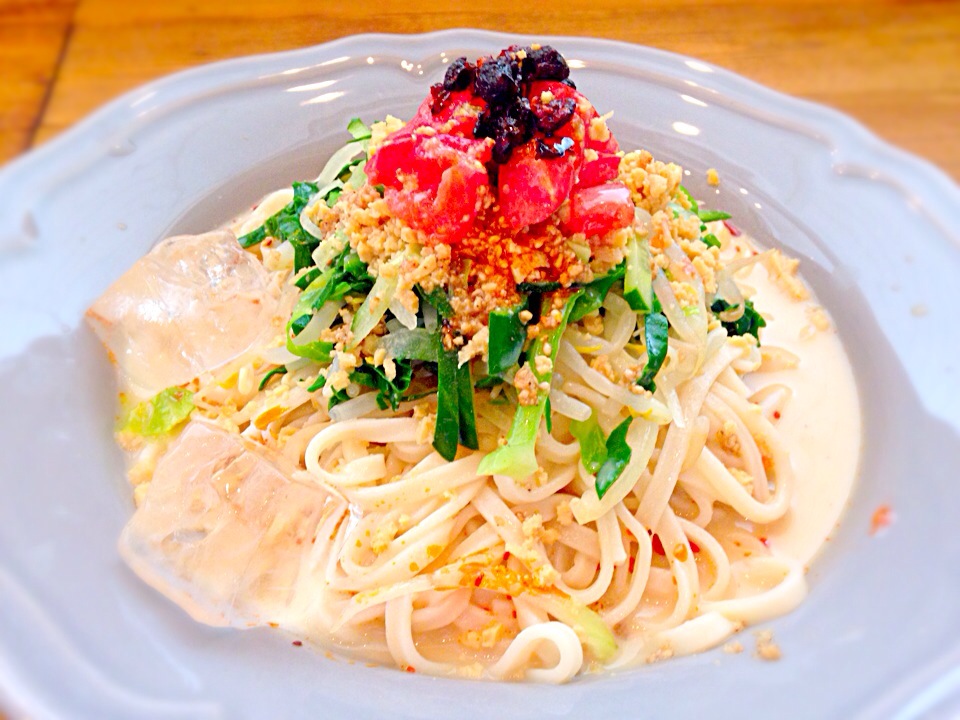 高野豆腐の肉味噌と豆乳スープの冷やし坦々うどん 夏麺グランプリ15 ヤマサ醤油株式会社