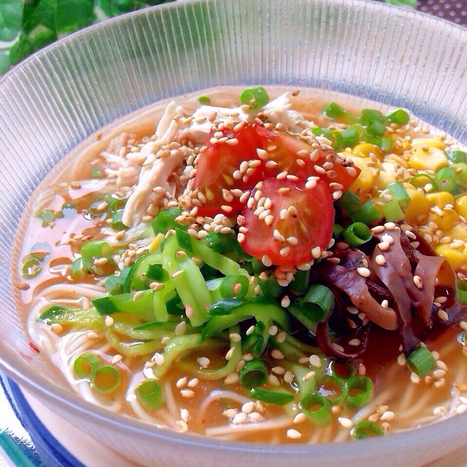 我が家おすすめ♡冷麺風スープdeぶっかけ素麺