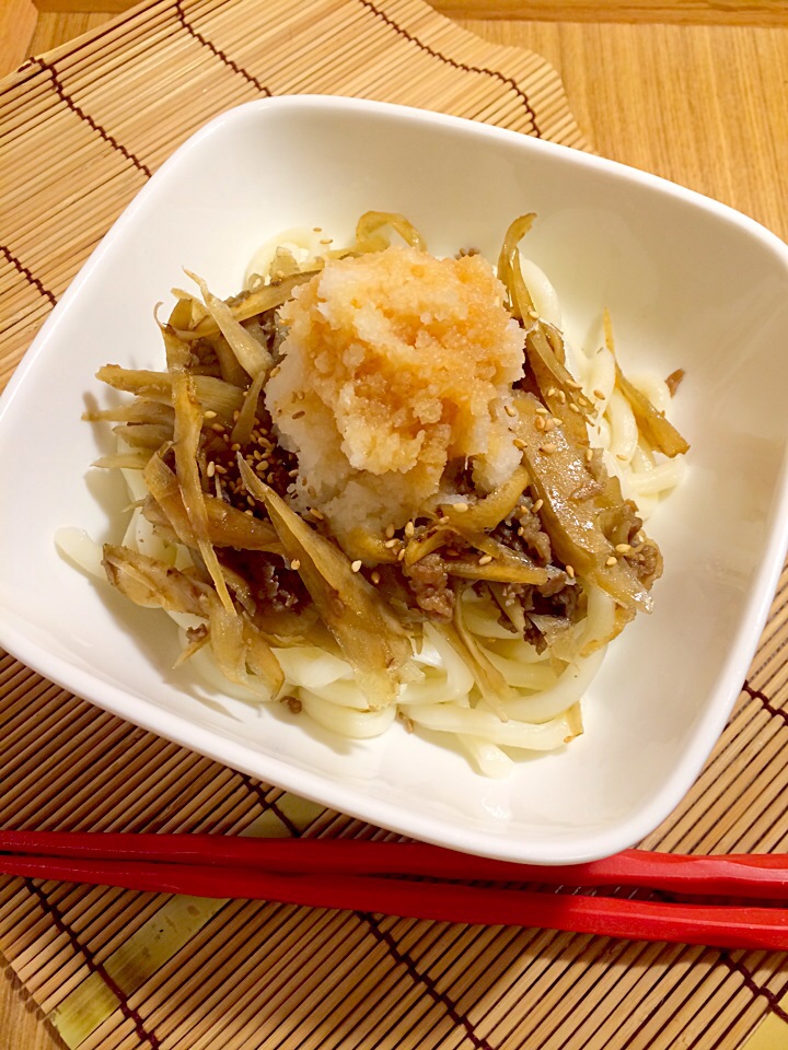 鬼おろし肉ごぼう風うどん