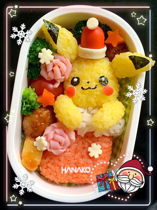 ピカチュウのクリスマス弁当。あ！プレゼント忘れた〜！（≧∇≦）