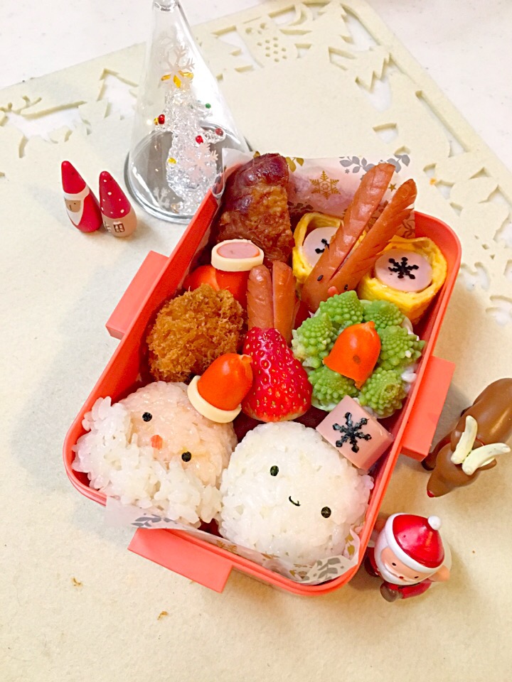 サンタさんと雪だるまのお弁当