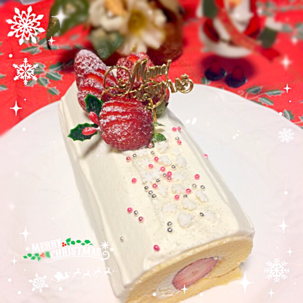 りずむさんの料理 シフォンロールケーキ✨でMerryX'mas～