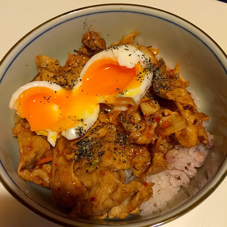 豚キムチ丼(◍•ڡ•◍)❤