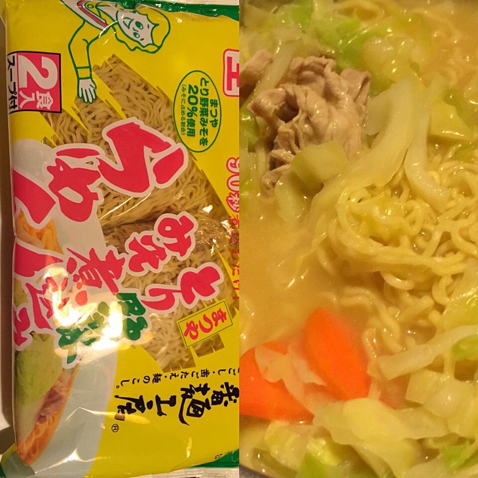 とり野菜みそのみそ煮込みラーメン(◍•ڡ•◍)❤