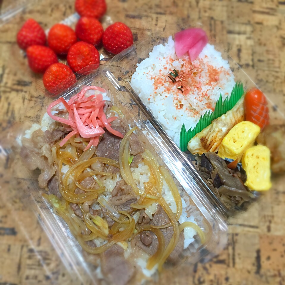 本日のおやじの介護弁当、今日はデザート付きで