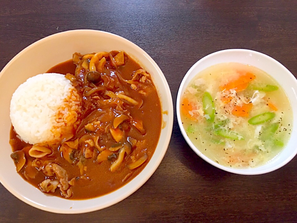 ハヤシライス   野菜スープ