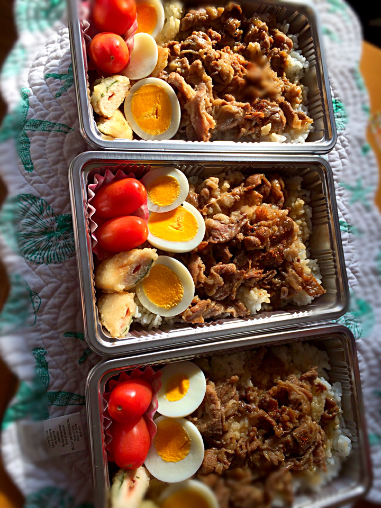 お花見に…牛めし弁当3人前(´◡`๑)