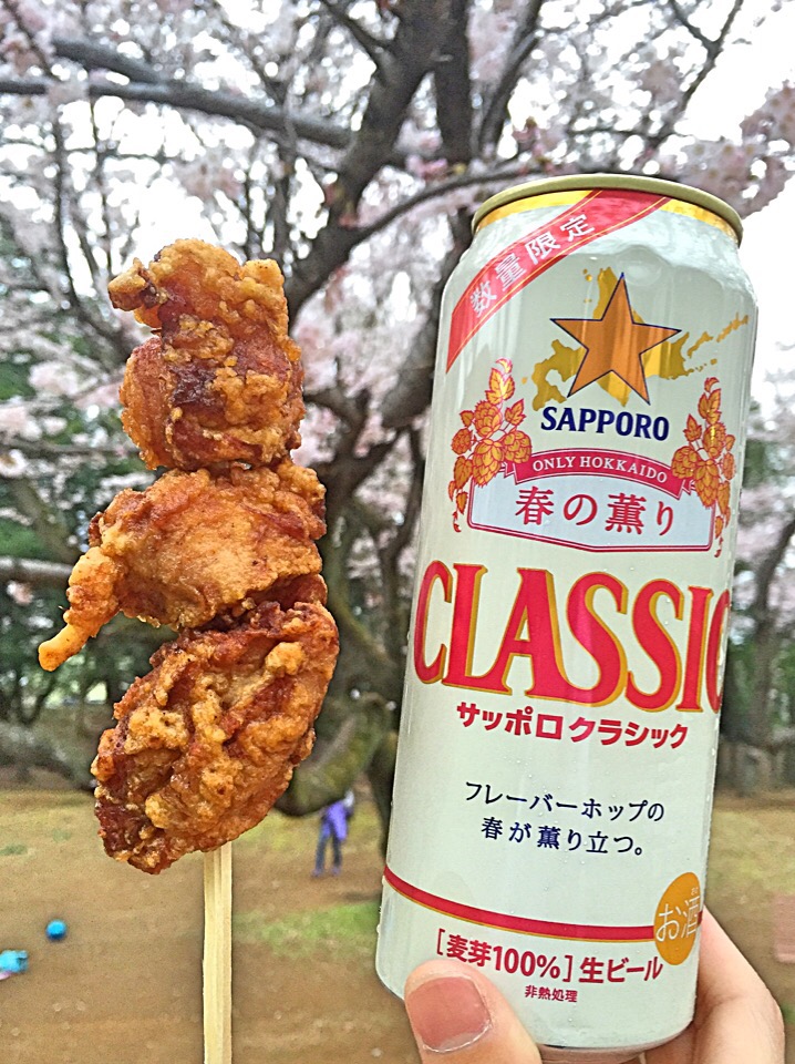 咲きちゃんの料理 うちの ザンギ? で、お花見用ザンギ棒 ＆ サッポロクラシック春の薫り?