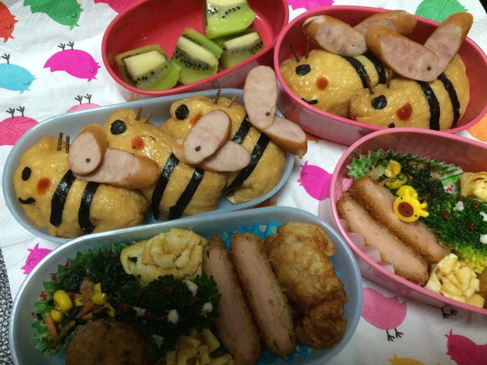 学童弁当〜みつばち稲荷〜簡単だから自分のお弁当貰った今日はみつばちさんに（笑）