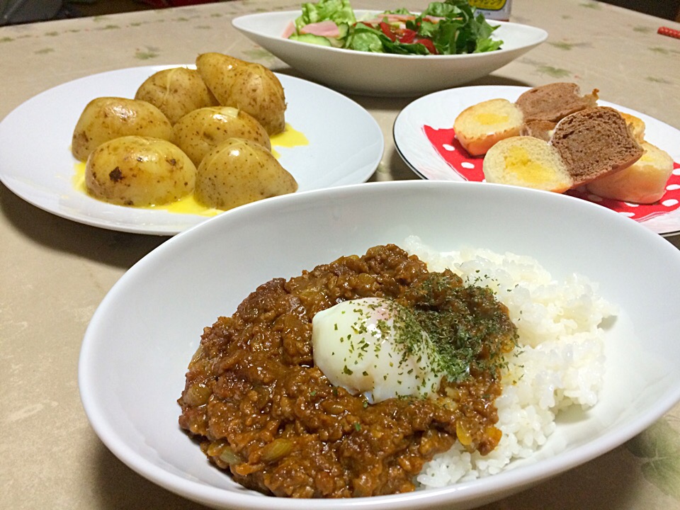 キーマカレー温玉のせ❤️