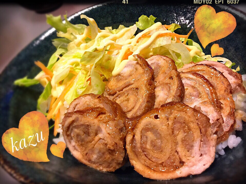 生姜焼き用ロース肉で❤︎チャーシュー丼?