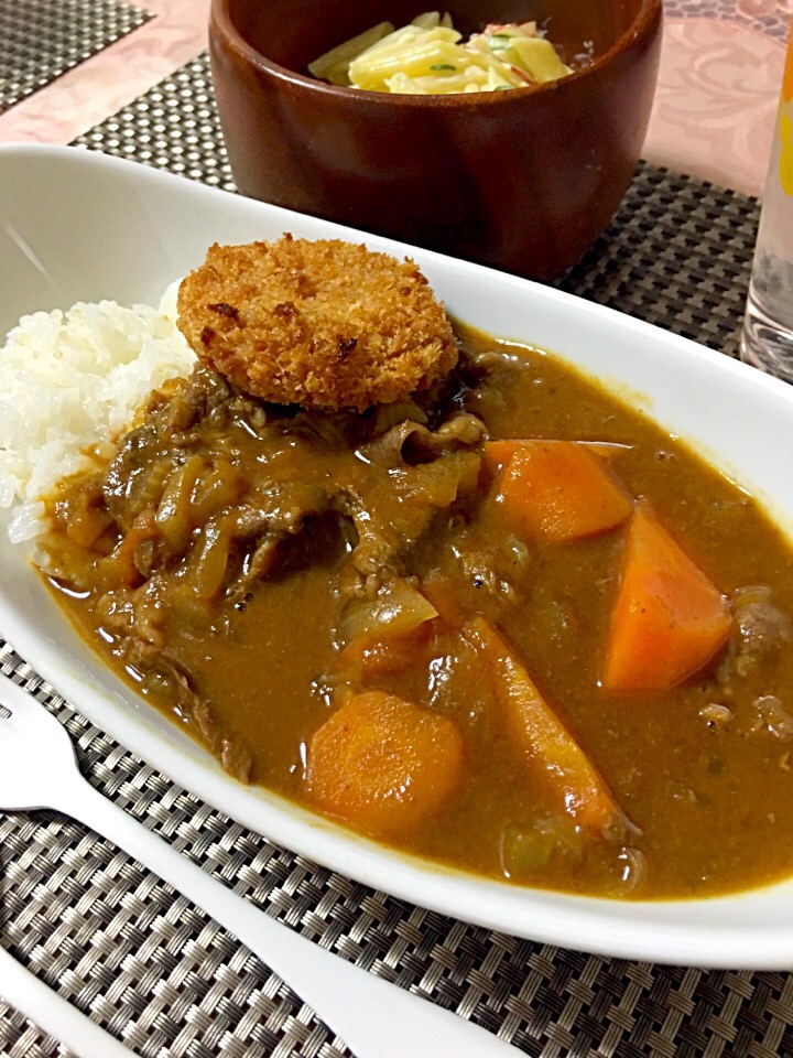 カレー ハムカツのせ