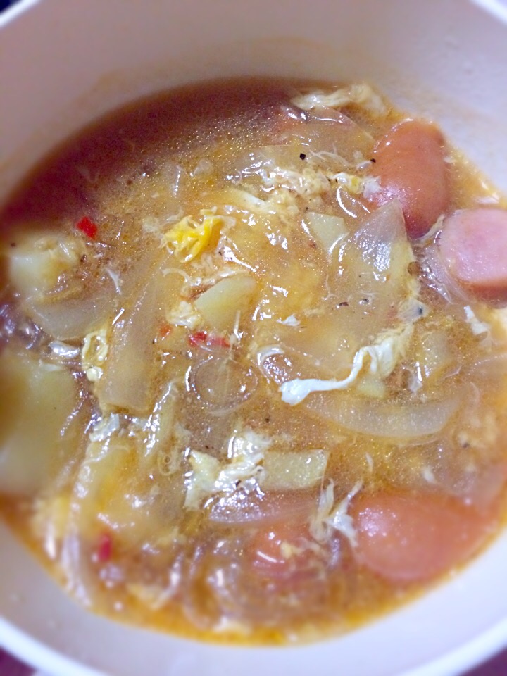 中華風ピリ辛春雨スープ