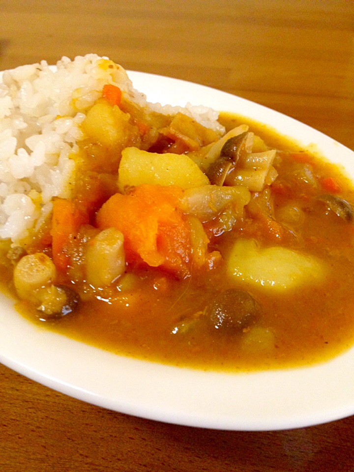 コロコロ野菜のコンソメ煮〜のカレーライス?カレールー無しでヘルシー